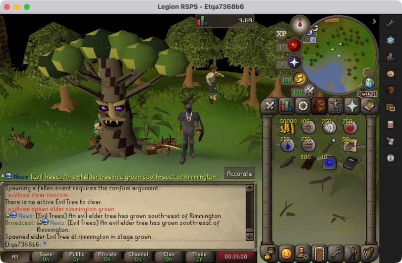 A grown Evil Tree event in Legion RSPS